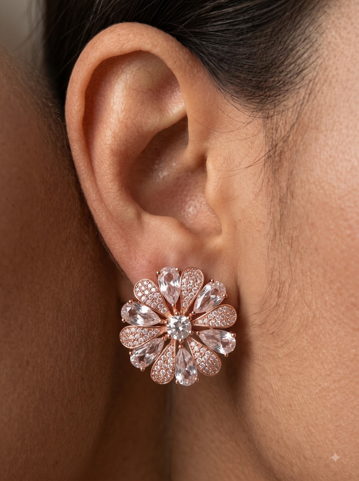 The Rose Petal crystalline Stud