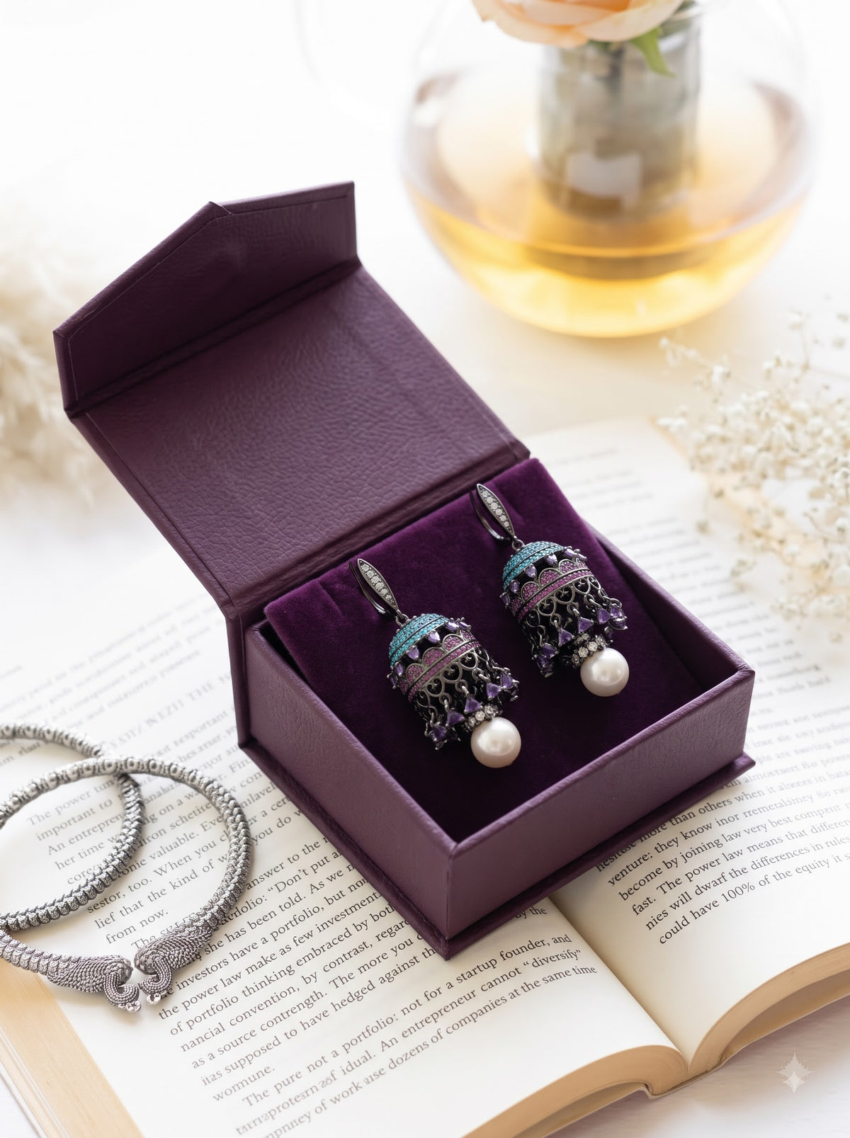 Midnight Bloom Jhumkas