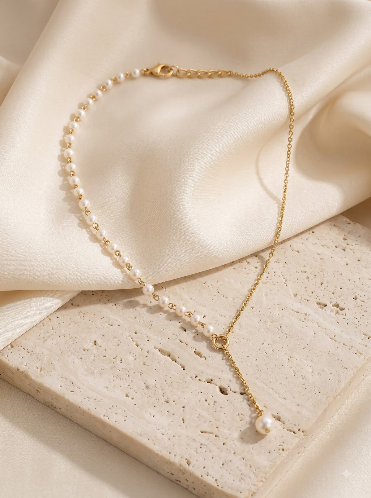 Lumina Asymmetric Pearl Lariat