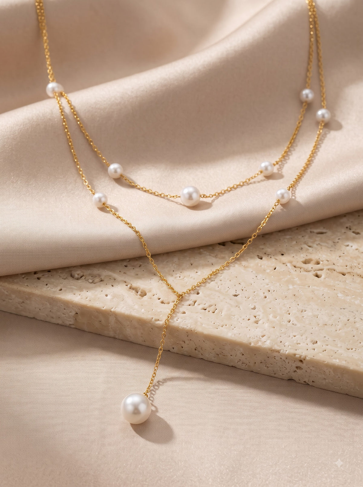 Lumina Dual-Layered Pearl Lariat