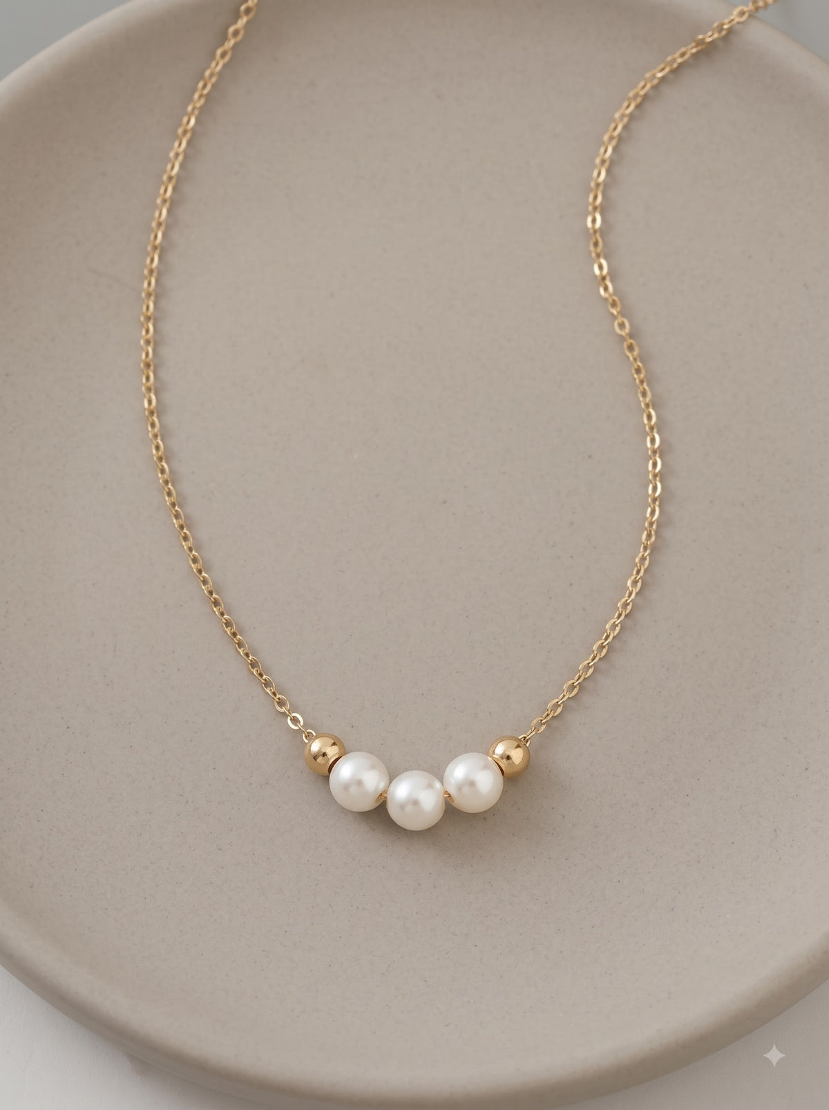 Trinity Pearl Bead Necklace