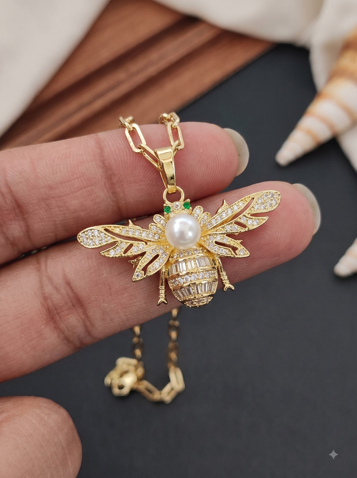 Honey-Gilded Artisan Bee Pendant