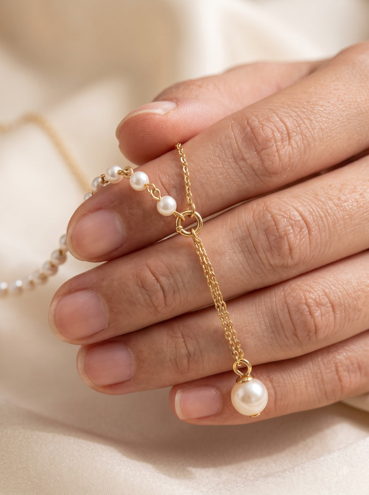 Lumina Asymmetric Pearl Lariat