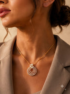 Aura Circular Stone Gold Pendant