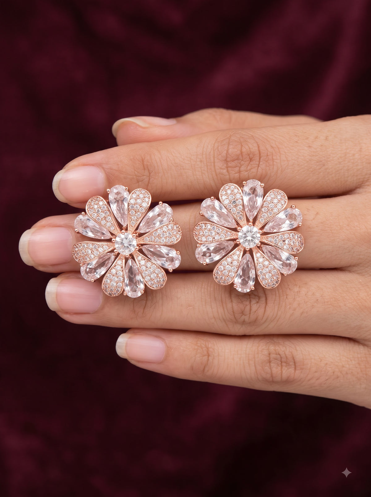 The Rose Petal crystalline Stud