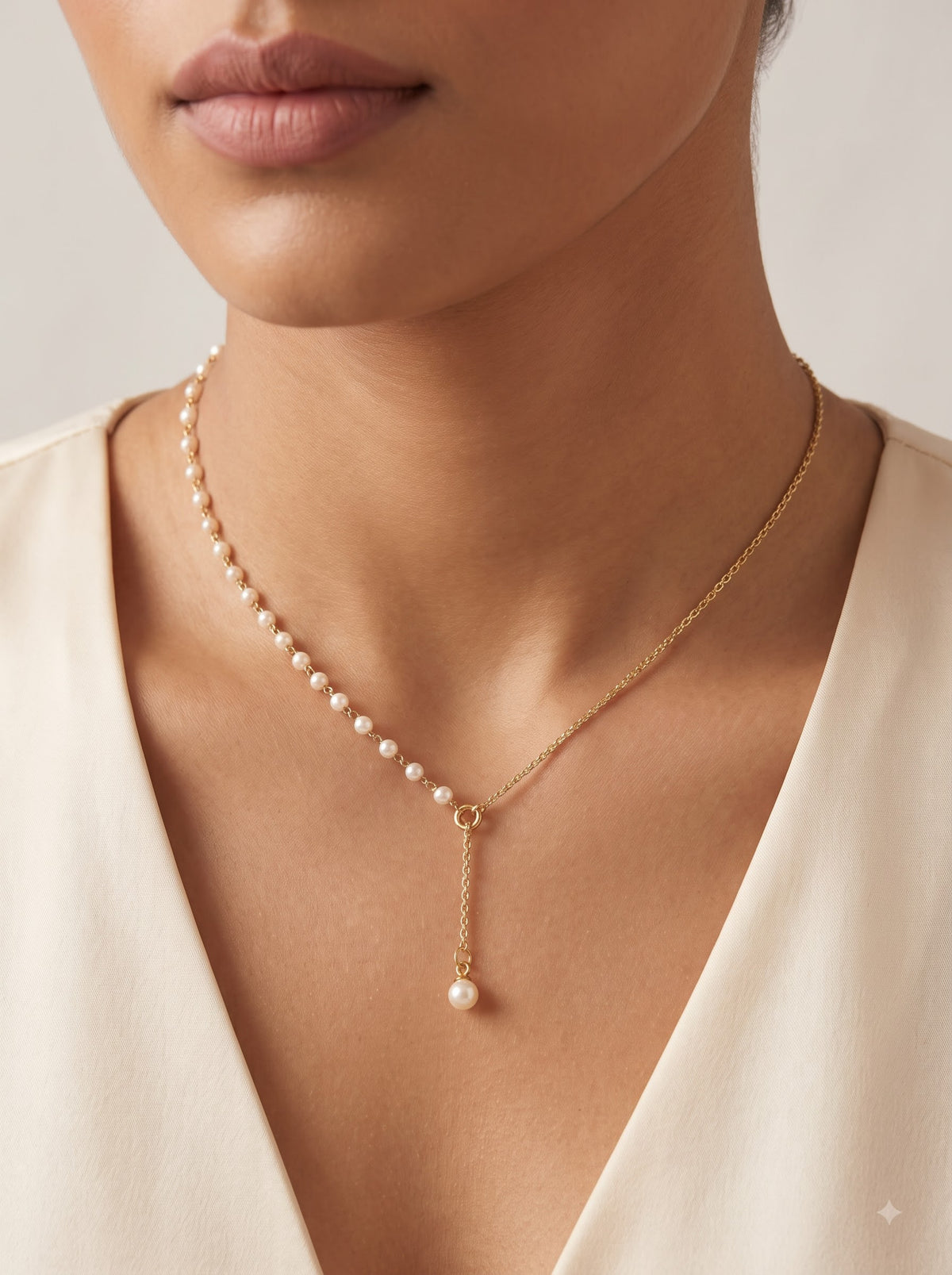 Lumina Asymmetric Pearl Lariat