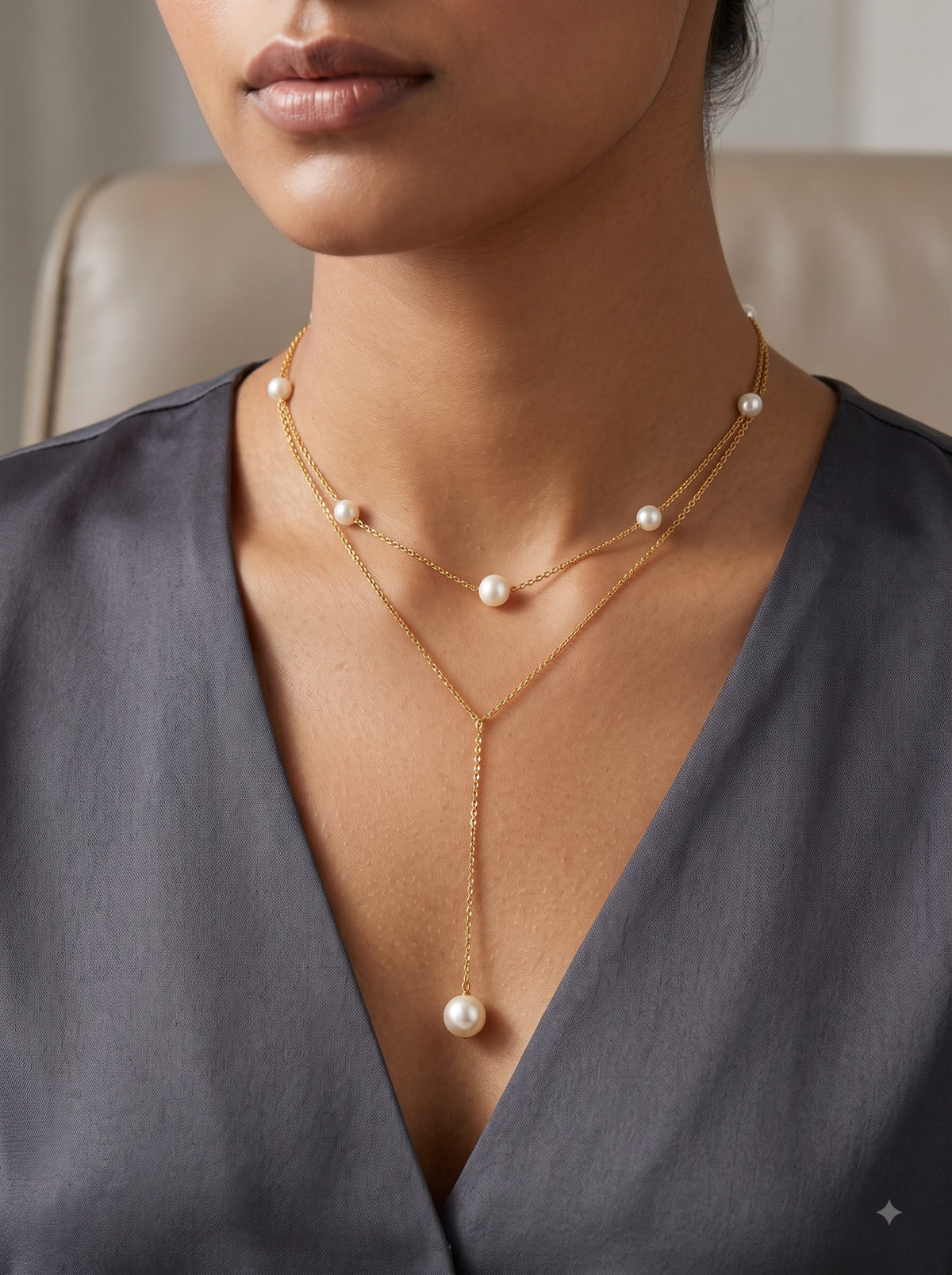 Lumina Dual-Layered Pearl Lariat