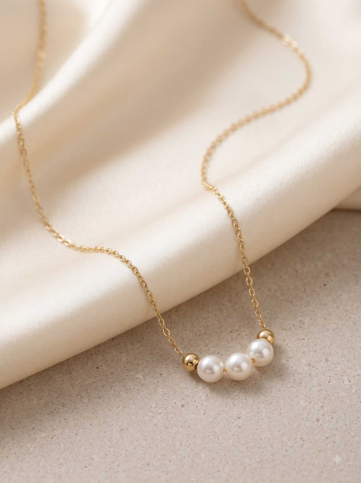 Trinity Pearl Bead Necklace