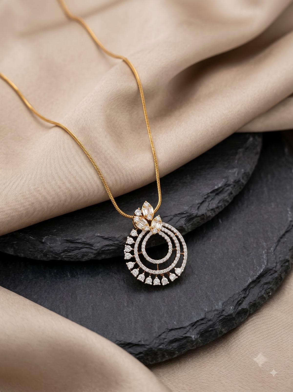 Aura Circular Stone Gold Pendant