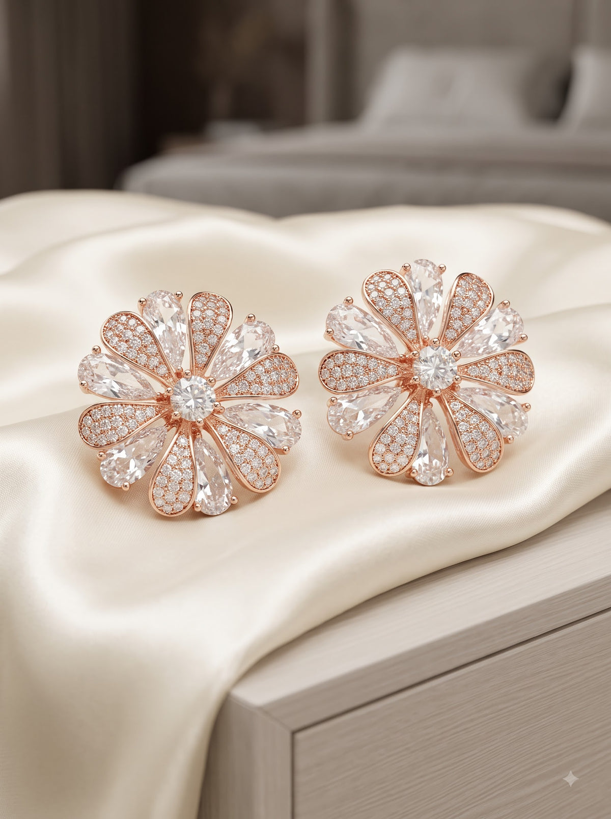 The Rose Petal crystalline Stud