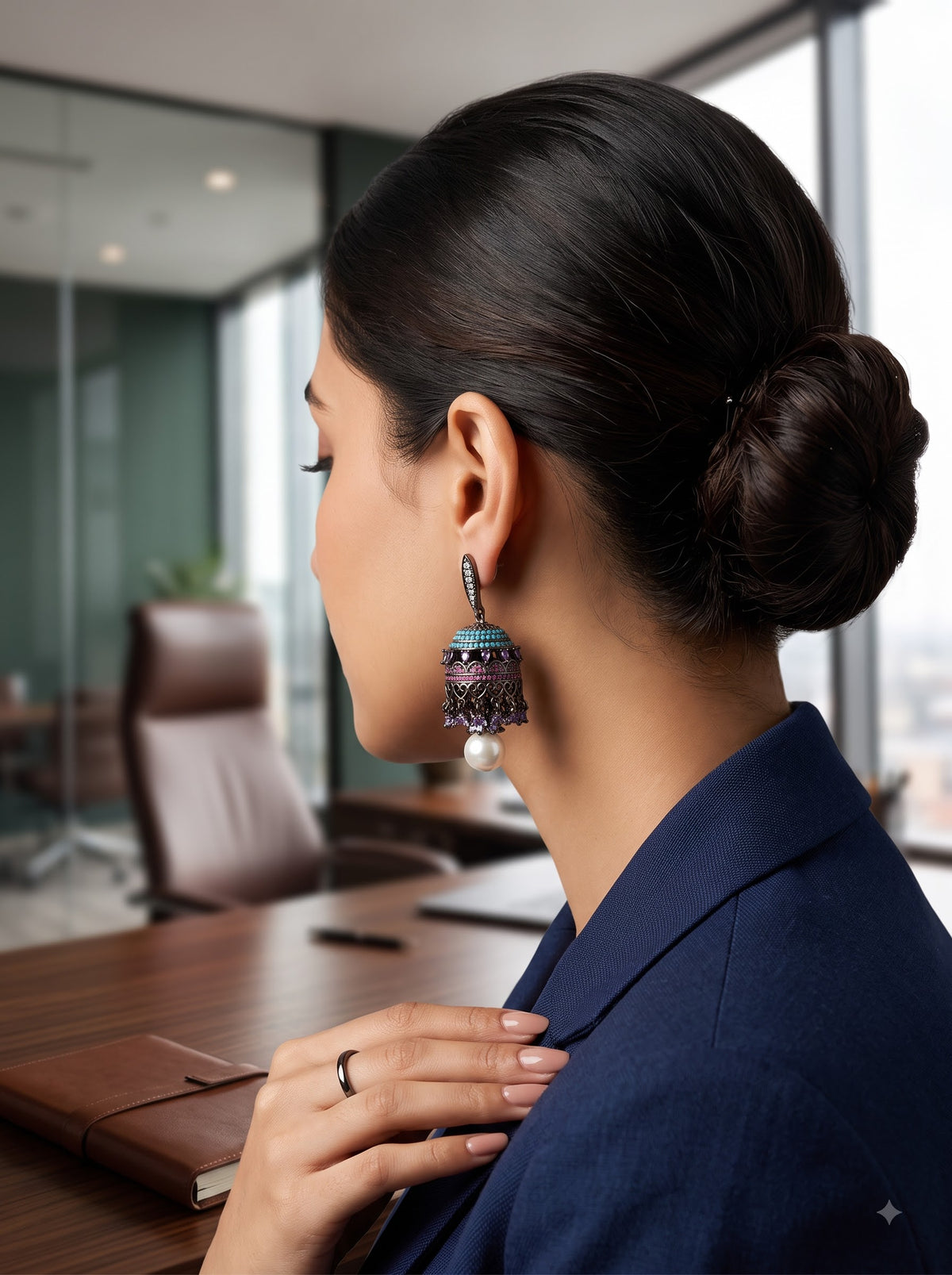 Midnight Bloom Jhumkas